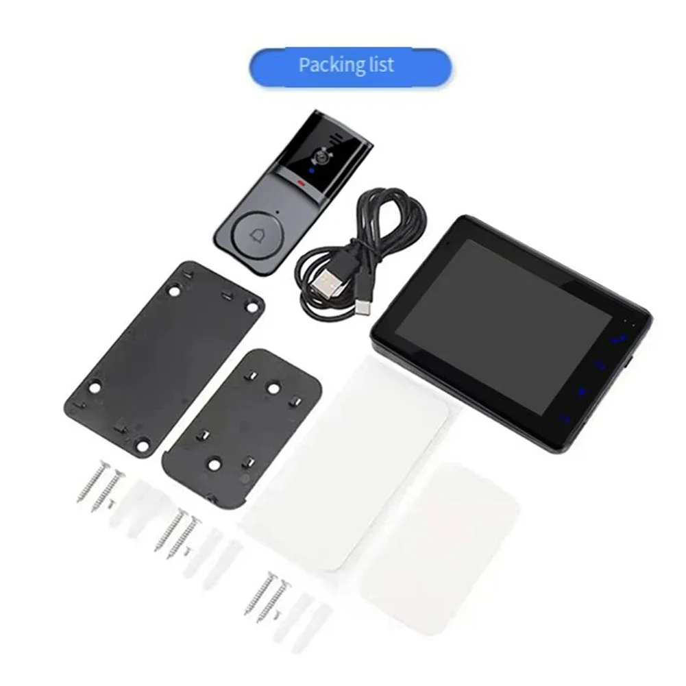 Smart Intercom Doorbell 4.3 Inch Touch Screen Doorbell Two-way Intercom Multiple Ringtone Options 10.8*4*1.7cm