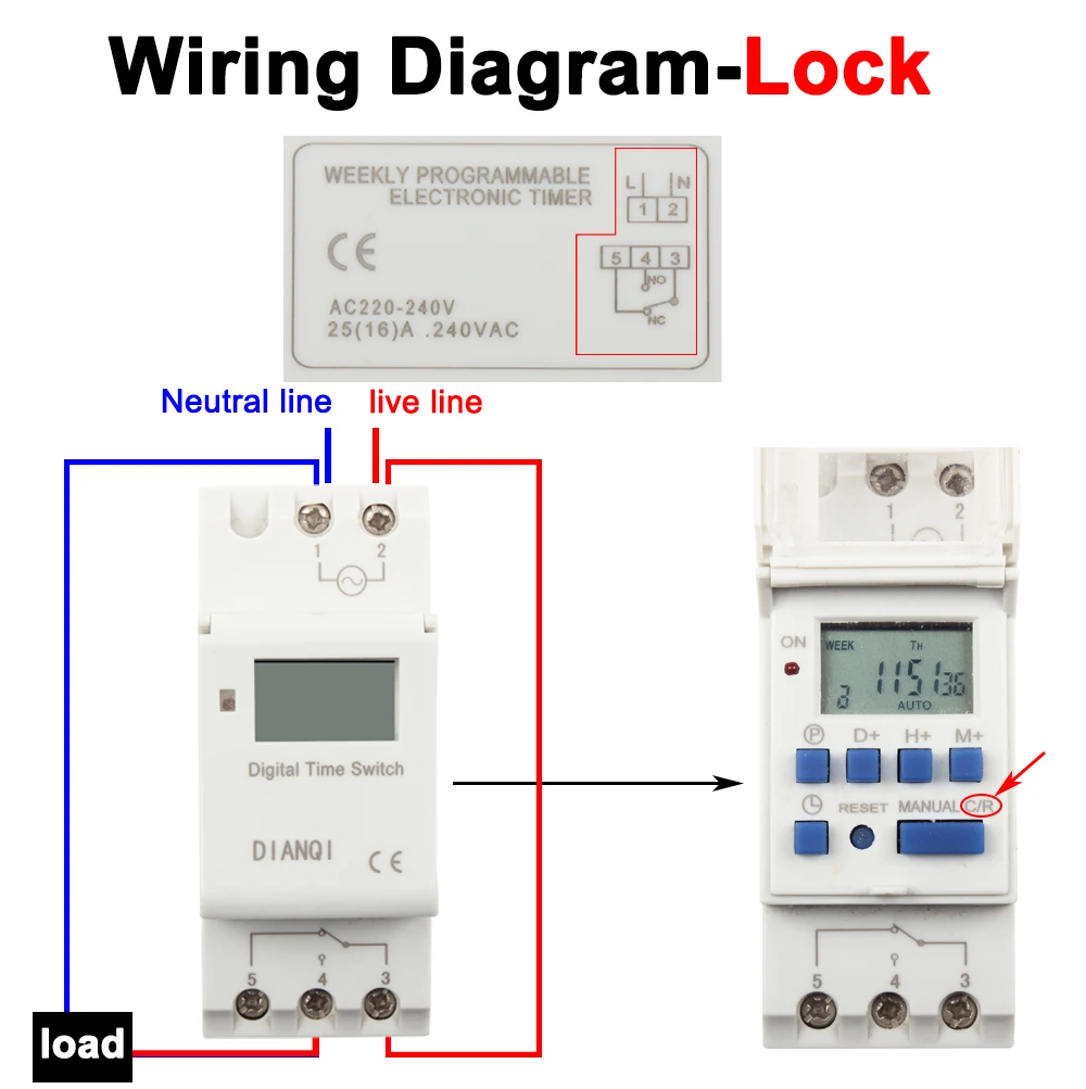 Timer switch din rail mount relay digital weekly clock programmable electronic microcomputer 220V48V 30A 12V AC ring bell timer switch digital timer programmable timer switch time switch