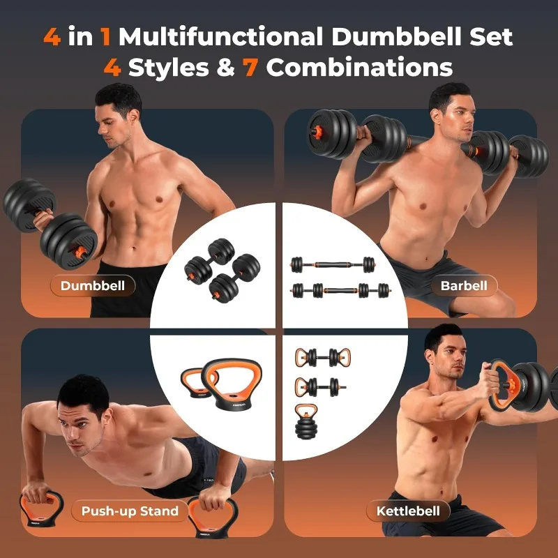 FEIERDUN Adjustable Dumbbells,20lbs Free Weight Set with Connector