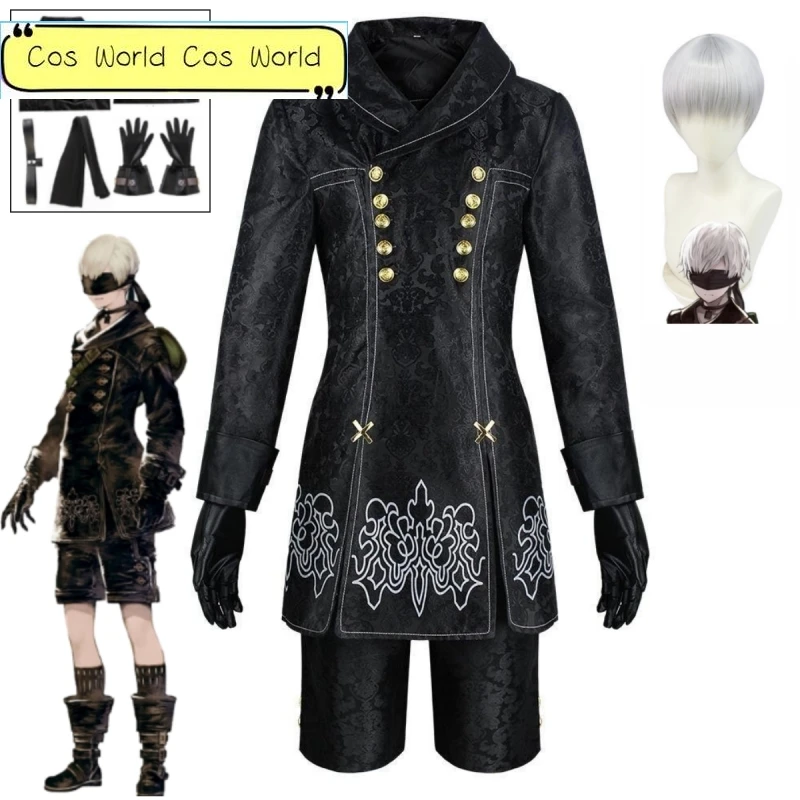 

Automata Yoka 9S No.9 Tip S Pakaian Permainan Setelan Kostum Cosplay Uniform Jacket Gloves Wig Halloween Party Attire