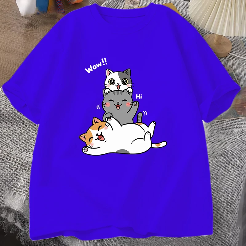 Lustiges Niedliches Katzen-Print T-Shirt für Männer und Frauen Harajuku T-Shirt Unisex Mode Sommer Oberteil – Detail 3