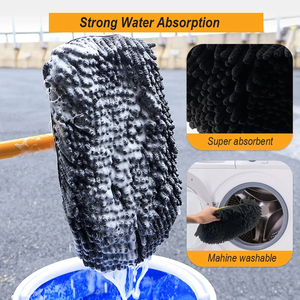 Car Cleaning Brush Car Wash Brush Telescopic Long Handle Mop Super Absorbent Chenille Broom Detailing Adjustable Auto Accessory