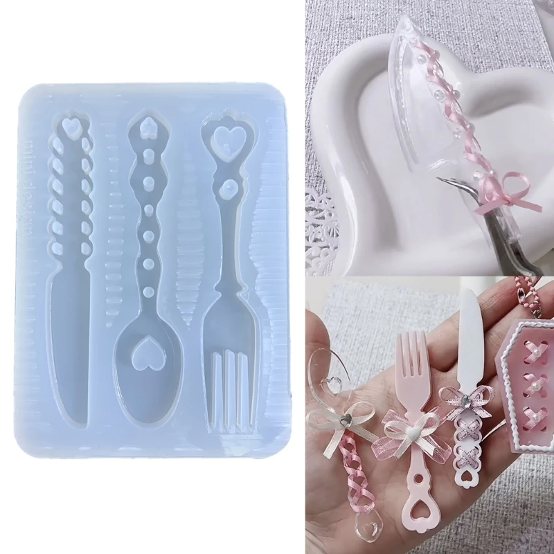 

Hollow Love- Handle Knife- Fork Spoon Parts Silicone Mold Keyring Pendant Handmade Ornament Mold for Birthday Gift