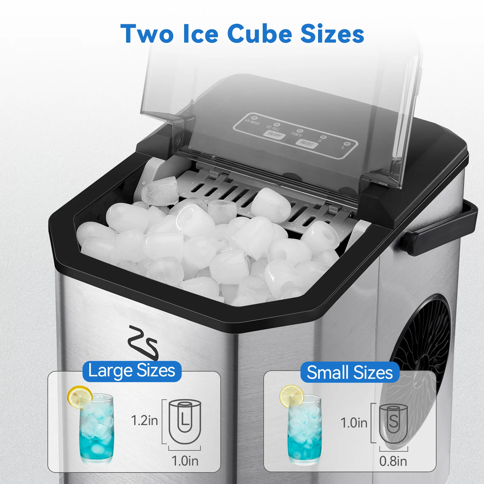 Ice Maker Countertop with Bullet Ice, 10,000pcs/26Lbs/Day, Portable Ice Machine w/Ice Scoop, 45lb Quiet Design and Self-Cleaning 3