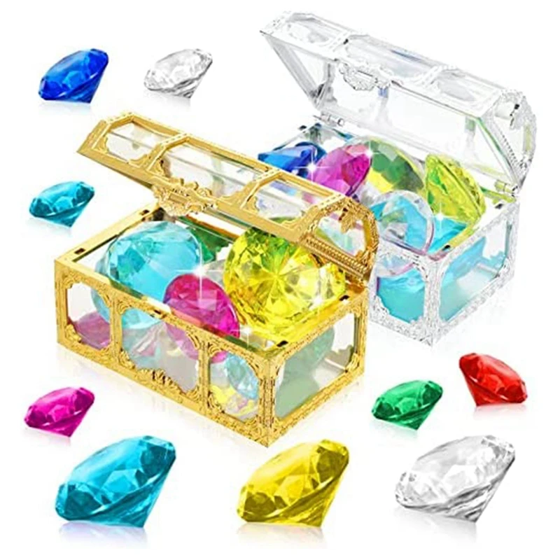 

24 PCS Diving Gem Pool Toys Colorful Summer Swimming Gem Diving Toys Treasure Pirate Boxes Underwater Swimming Toy Set