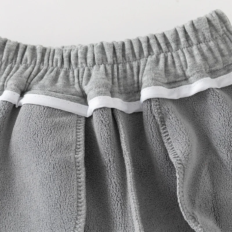 가을 겨울 어린이 소년 바지, 코튼 플리스, 두꺼운 솔리드  조거 바지, 곰 인쇄, 탄성 허리, 솔리드 아이 소년 바지