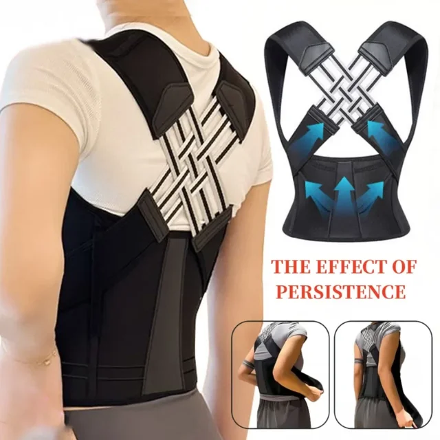 Posture Back Brace Adjustable Back Support Strap to Men and Women Prevent Spinal Distortion and Hunchback Suitable for Exercise 2