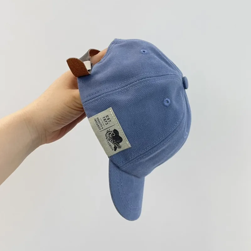 Adjustable Strap Kids Baby Hat Suede Multipurpose Leather Label Casual Baseball Hat Children's Hats Caps 4