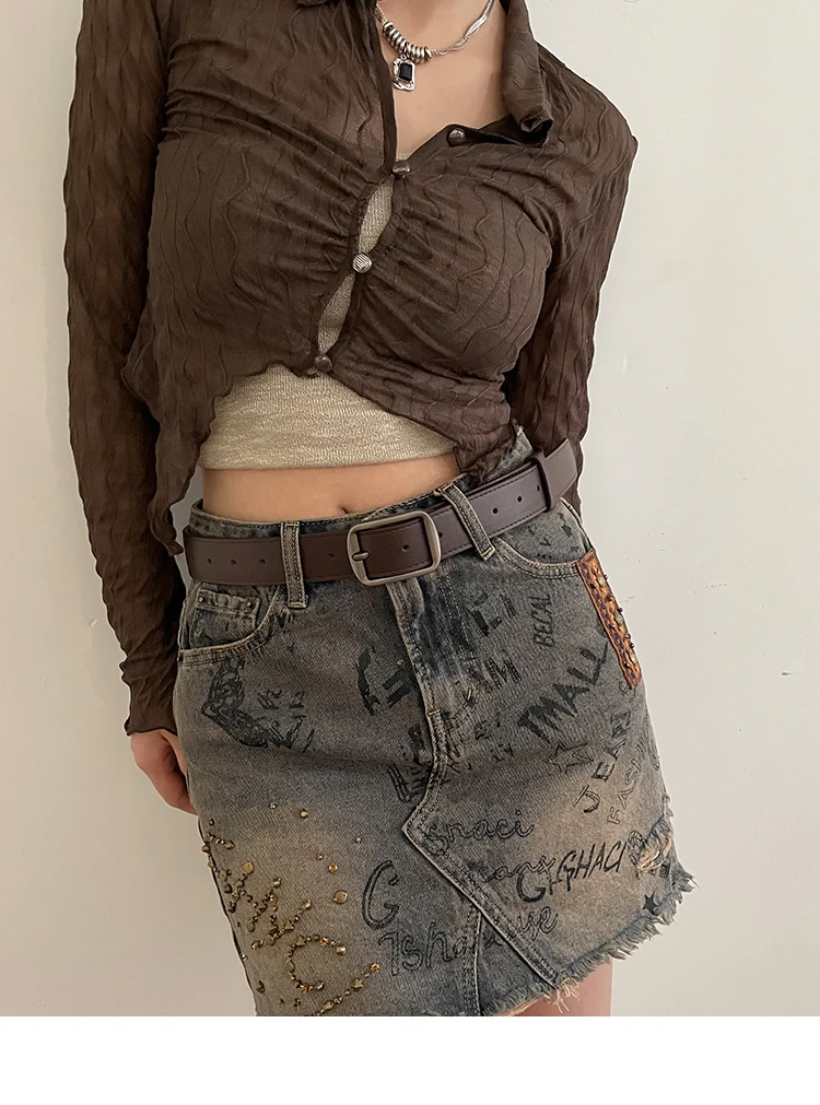 Womens Decorative Wide Belt - Versatile Black Jeans Belt for Summer 2024