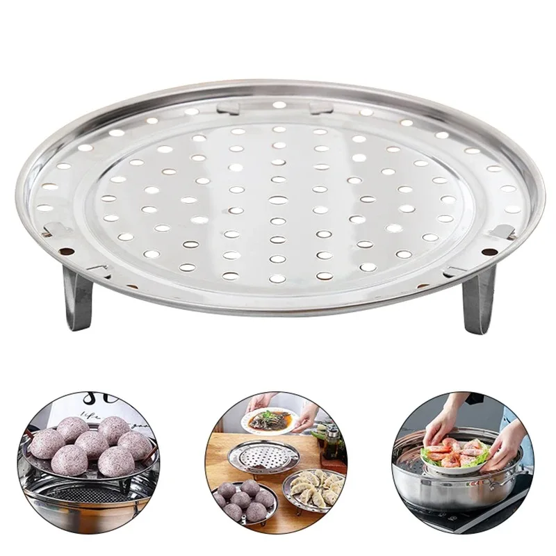 1pc Stainless steel steamer steaming tray thickened steamer household steaming grid kitchen bread steamed buns