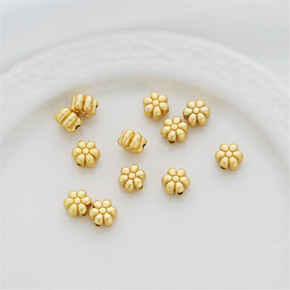 

Позолоченный двухсторонний шестилистный маленький цветок, 14 к, 6 мм, Горизонтальное отверстие, разделенные бусины, «сделай сам», россыпью бусины ручной работы, аксессуары