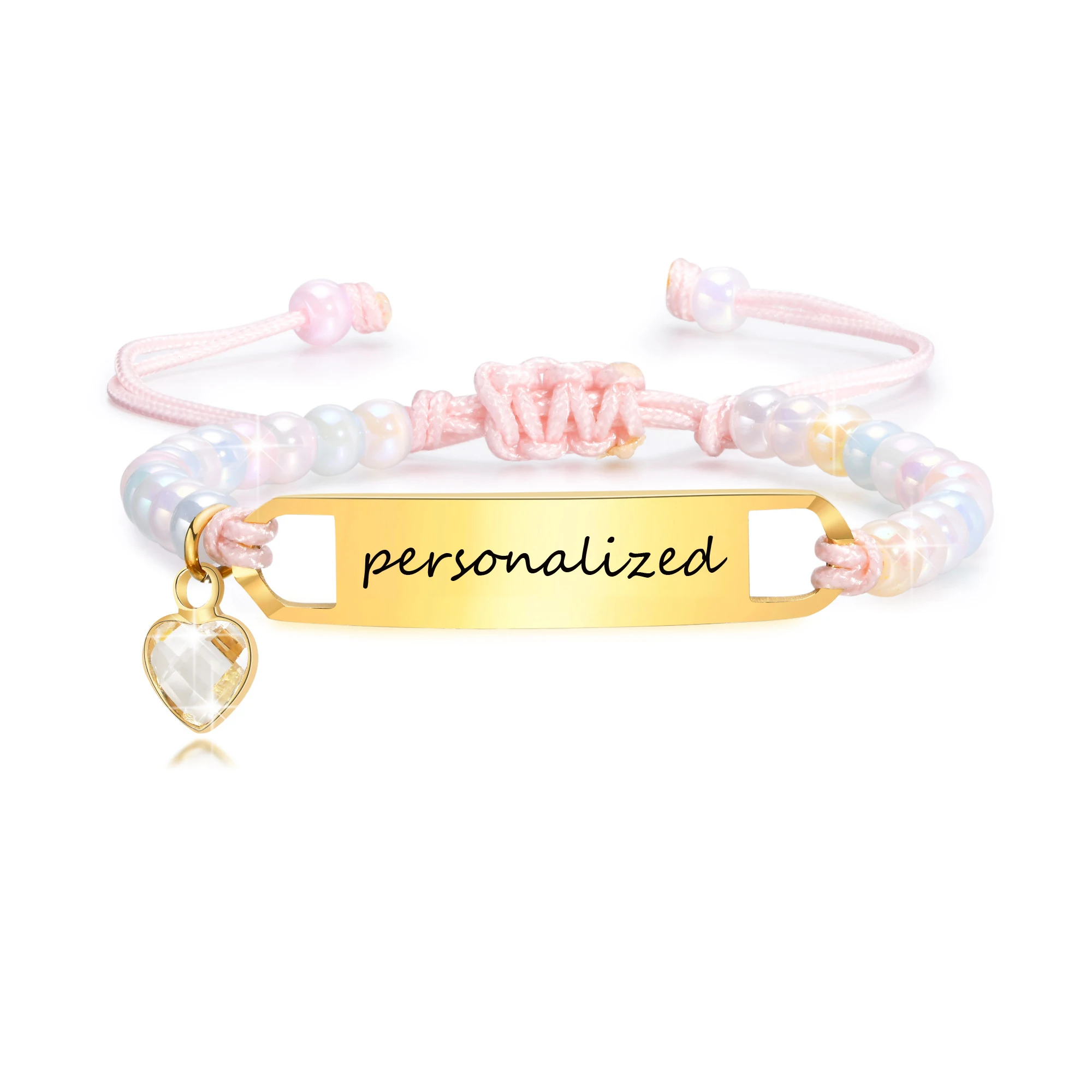PersonalizedEnrgaveNameBarIDBraceletforBabyChildCharms
