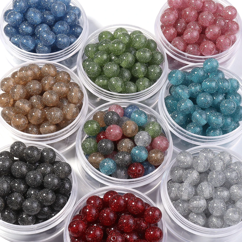 20Pcs 다채로운 Gypsophila 수지 비즈 스파클 라운드 루즈 스페이서 비즈 쥬얼리 만들기 DIY 목걸이 팔찌 액세서리