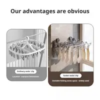 Sunlight-friendly Drying Rack Space-saving Retractable Sock Drying Rack with 20 Clips Foldable Design Easy for Laundry 2