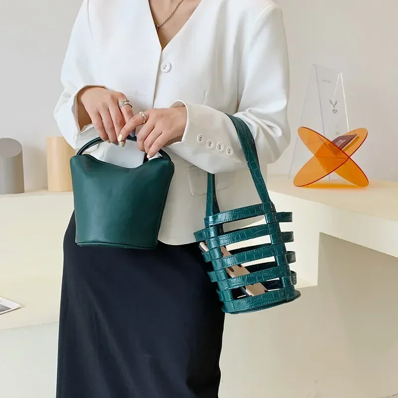 

Брендовая дизайнерская Новая плетеная Сумка-мешок ручной работы 2022, трендовая сумка на плечо из искусственной кожи, роскошная сумка и кошелек, женский клатч, хозяйственные тоуты