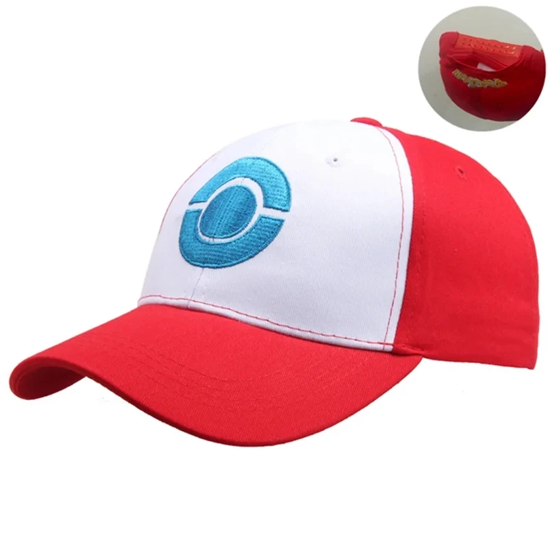 Outdoor Splicing Sun Hat Ash Ketchum Cosplay Embroidery Baseball Cap Pocket Adjustable Snapback Breathable Riding Hats