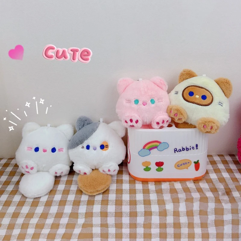 

Брелок для ключей с маленьким котом, милая плюшевая подвеска в виде кошки с толстым телом, мягкий аниме брелок с котенком для девушек