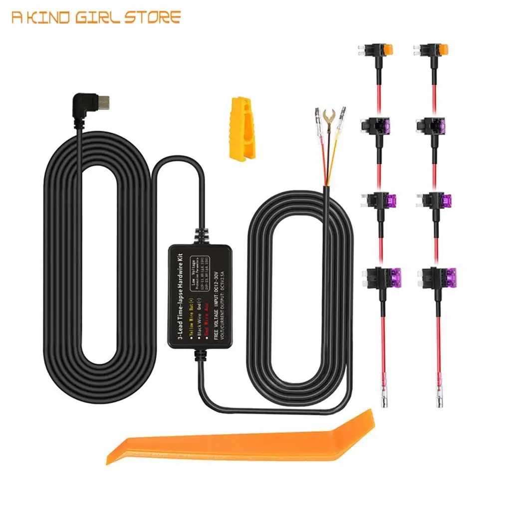 Car Dash Cam Mirror DVR Hardwire Kit Micro Mini MCIRO Type-C Charger Driving Recorder Voltage-reducing Cable