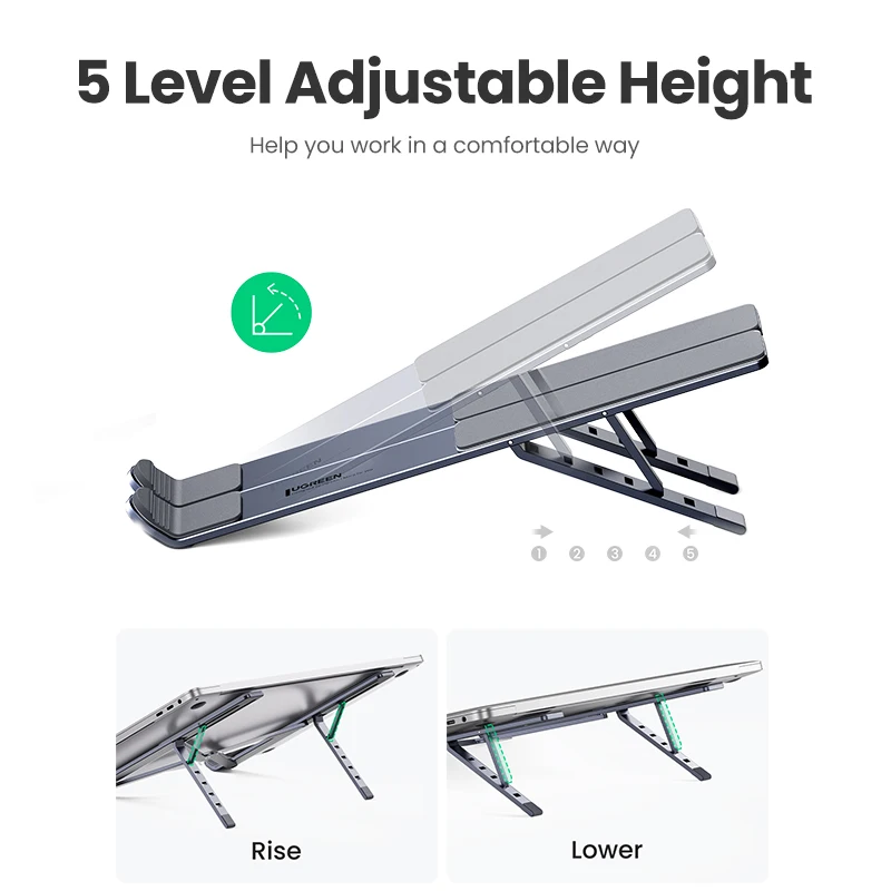 Ugreen-suporte Dobrável de Alumínio Vertical para Laptop Suporte para Macbook Air Pro Notebook Tablet Telefone Suporte - Imagem 5