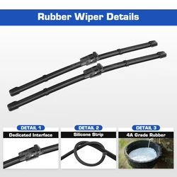 Premium Silicone & Rubber Front Wiper Blades Set - Enhanced Windshield Performance, 26 + 18 - Right driving (Rubber wiper - 2pcs)