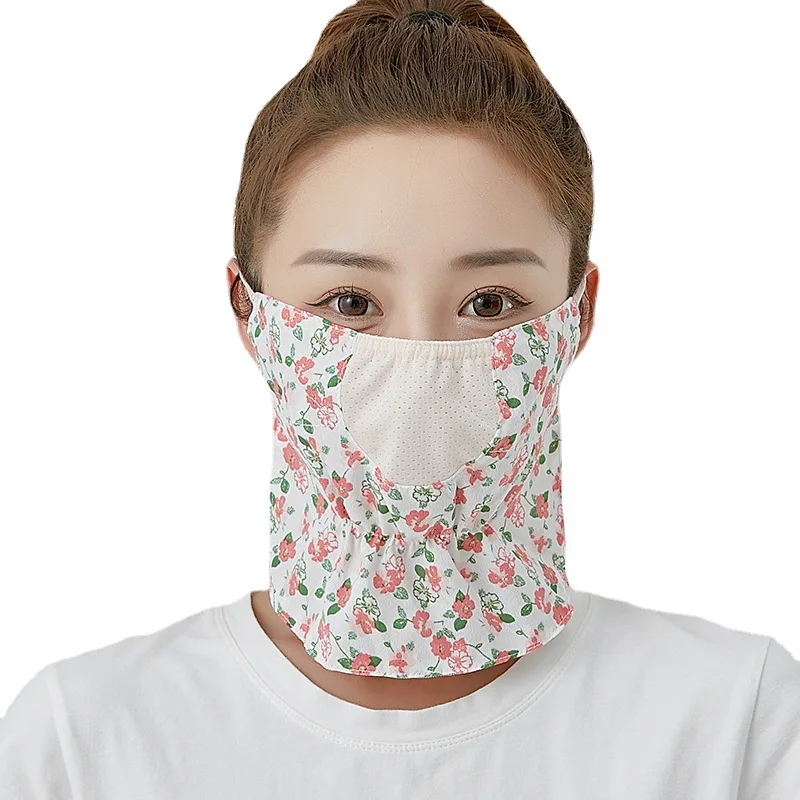 Spring Summer Mask New Neck Protection Breathable Sunscreen Women's Masks Outdoor Riding Floral Sand Veil Opening Dust Mask face mask womens face scarf