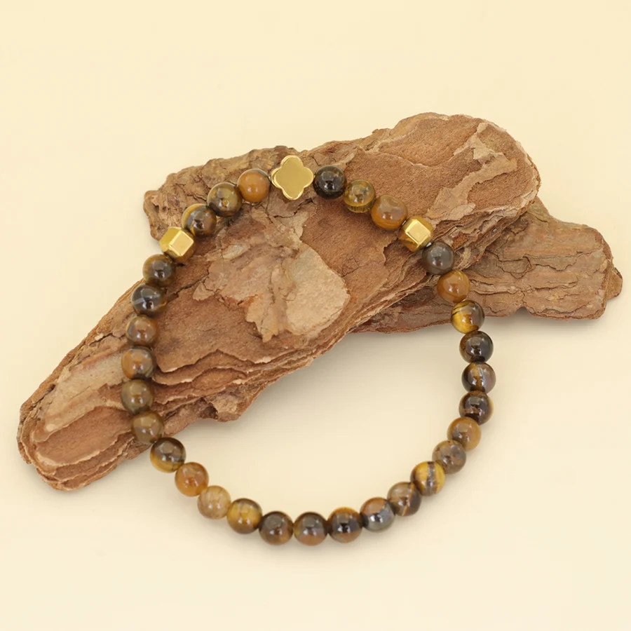 Tiger Eyes Hematite Stone Beaded Meditation Bracelet