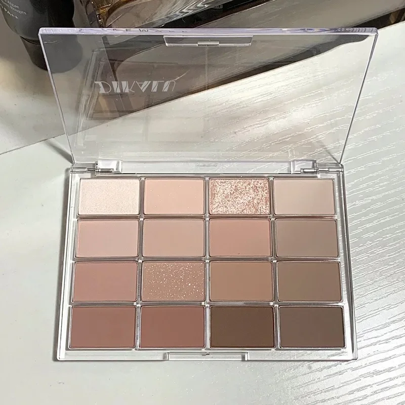 Eyeshadow Palette 16Color eye shadow eye shadow plate Coffee Brown Glitter Shimmer Pearly Matte Blush Long-lasting Lying Silkworm Eye Shadow Contour Make Up