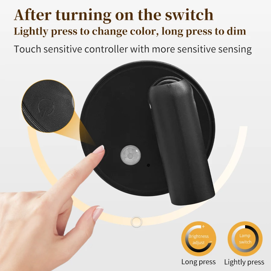 Rechargeable Cordless Motion Sensor LED Night Light with Remote Control and Touch Dimmable Magnetic Spotlight