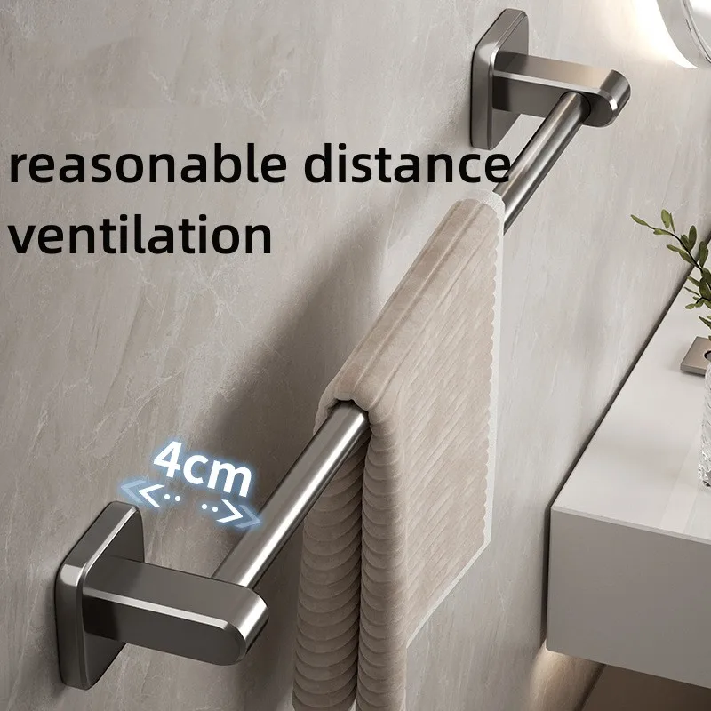 30/40/50cm Bathroom Towel Holder Black Without Drilling Towel Rack Washrag Bar Self-Adhesive For Kitchen Bathroom Accessories