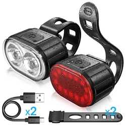 USB Rechargeable Waterproof LED Bike Light Set (510203-Front-Rear)