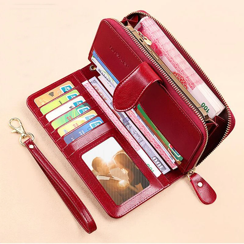 Birthday Gift RFID Protection Cowhide Genuine Leather Wallet