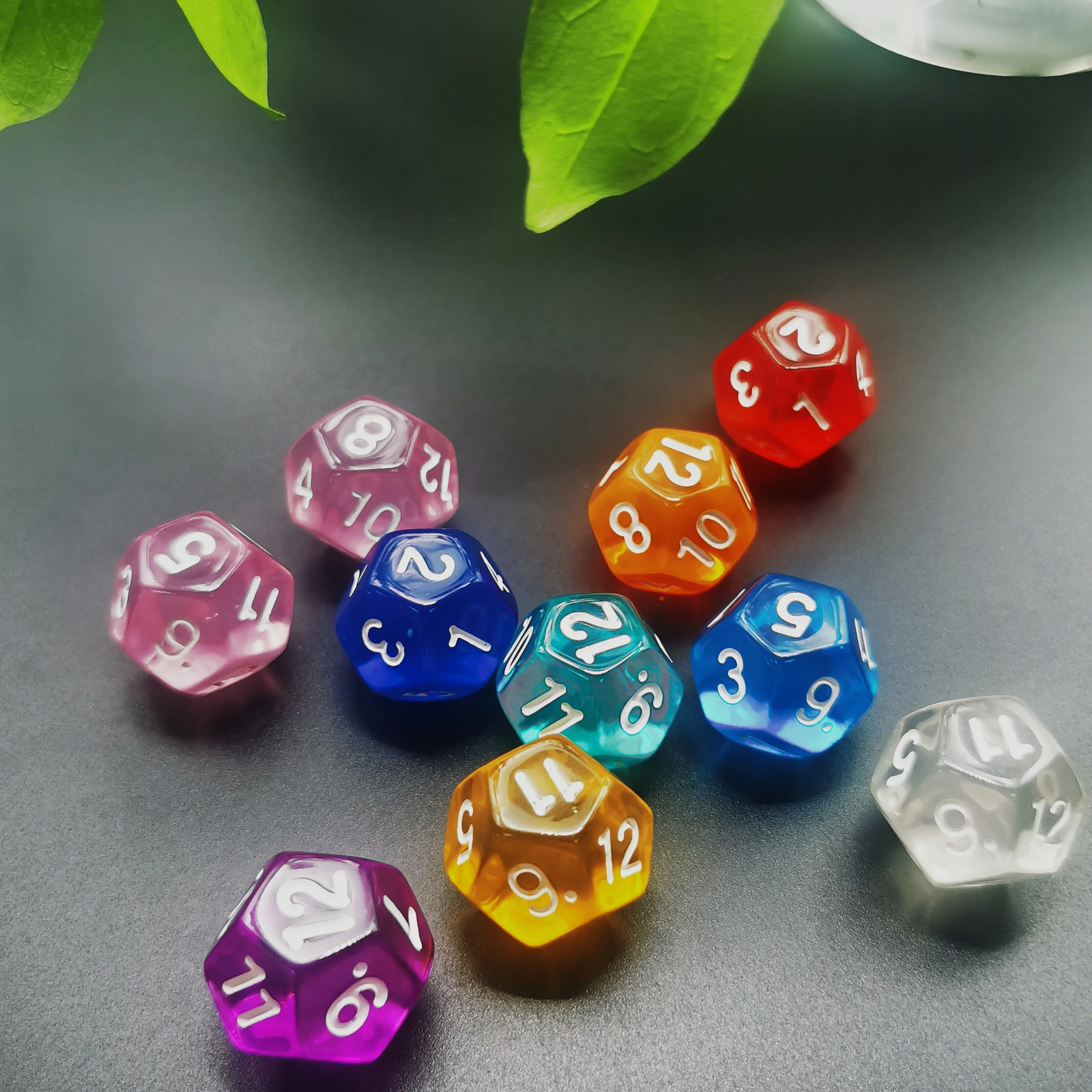 D12 12 Faces DND Dice Transparent Acrylic 12 Side Dice Set Polyhedral TRPG Mtg Rpg for DND or COC Game 10PCs per Set acrylic dice dice set