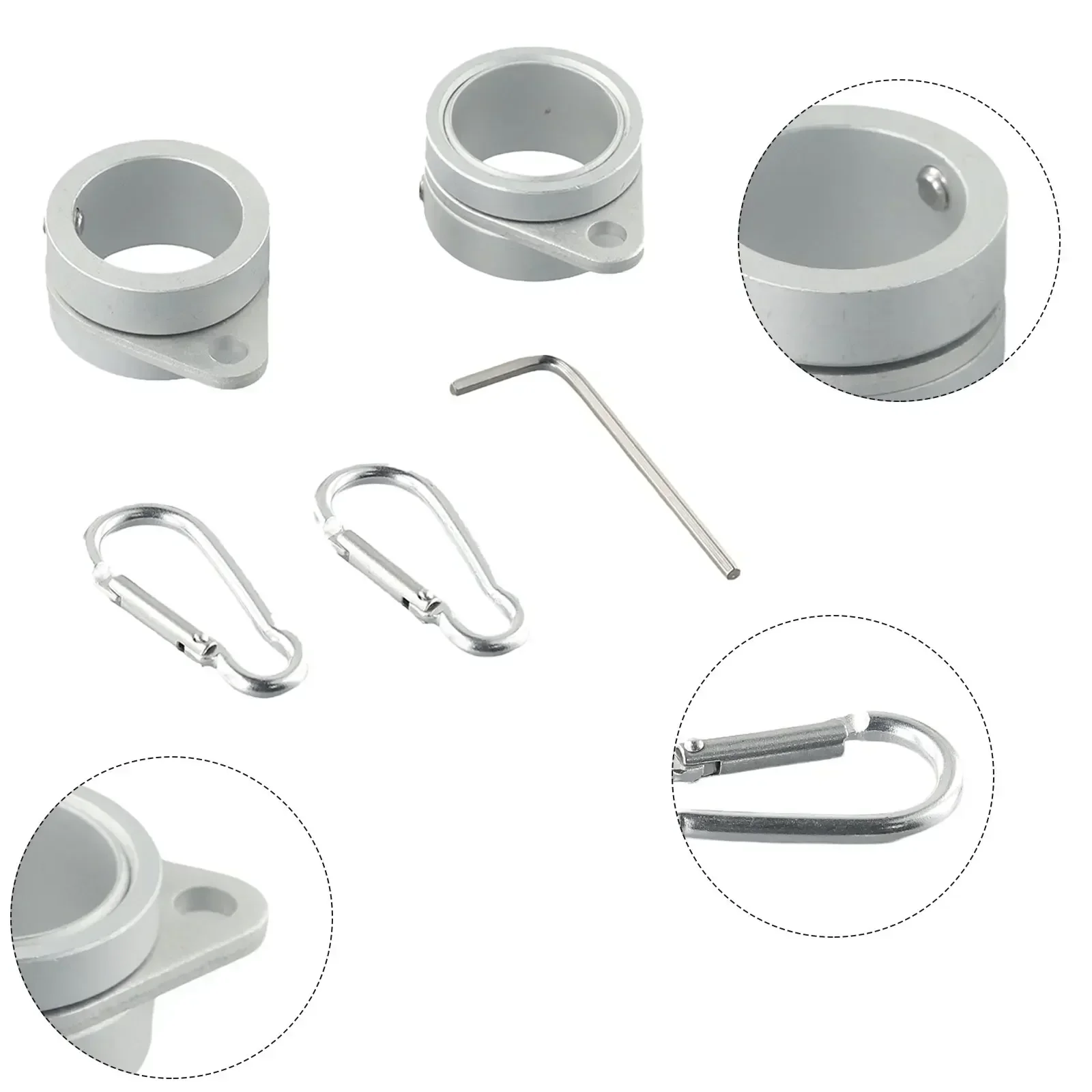 2pcs New Aluminium Alloy Flag Pole Flagpole Rotating Rings Clip Anti Wrap Grommet Mounting Rings Kit For 1 Inch Flagpole Parts