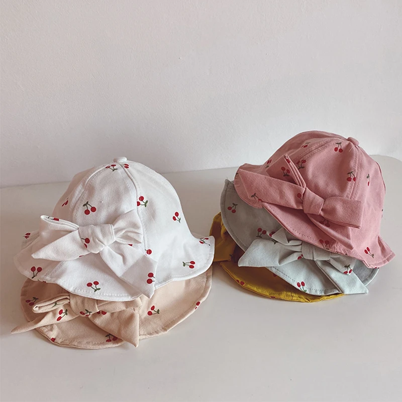 Kids Bucket Hat Kids Sun Hat Fruit Printed Soft Cotton Outdoor Fisherman Cap for Children Girls