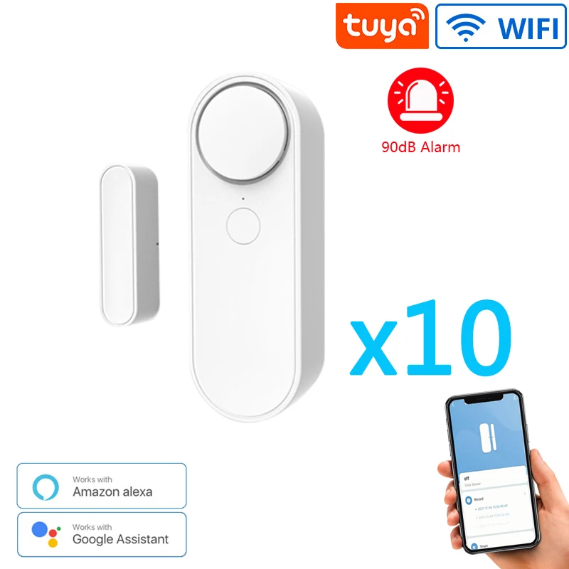 Tuya WiFi Door Sensor Smart Home Security Alarm System Independence Alert Scene 90dB Siren APP Reminder Function Easy Install 