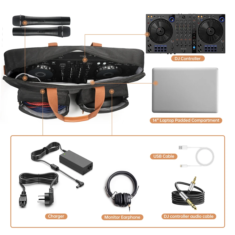 Portable Protective Case Dustproof Carrying Storage Bags Scratch-resistant Large Capacity for Pioneer DJ DDJ-800 DDJ-FLX104 FLX6