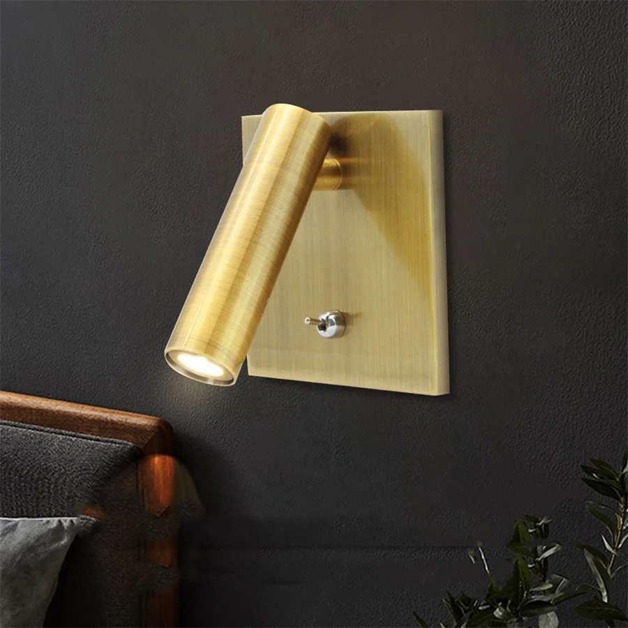 

3W Adjustable Surface mounted Bedside Reading Wall Lamps With Switch Hotel Book Reading spotlight lamps