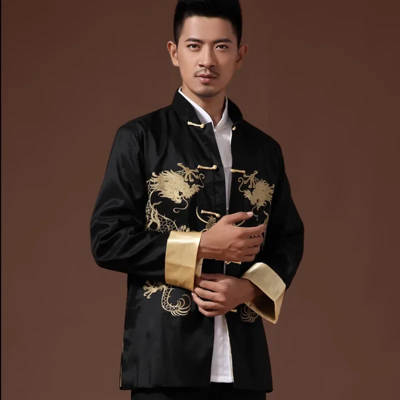 Chinese Traditional Costume Chinese Men Hanfu Top phoenix printed clothes dragon Tang suit clothing men's embroidered long sleeve Festival wedding jacket