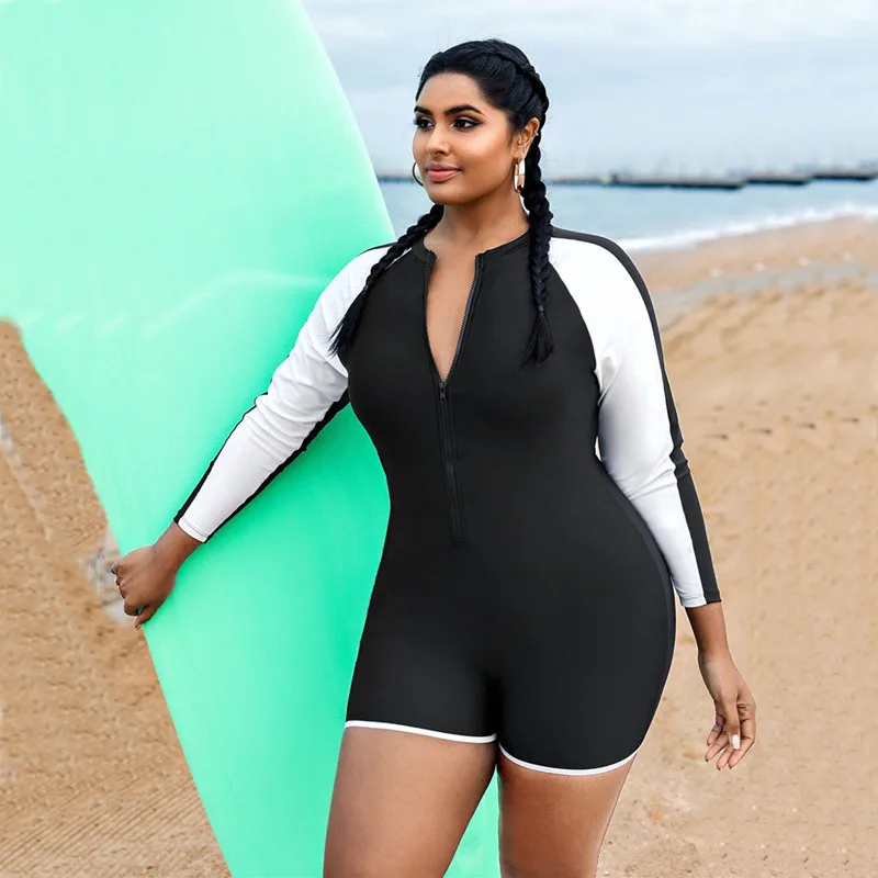 Plus Size Swimwear Women Boyleg One Piece Swimsuit Sport Swimming