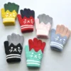 Cute Children Thickened Warm Gloves For Students 6-11Y Winter New Cat Knitted Mittens Outdoor Knitting Cycling Skiing Gloves 4