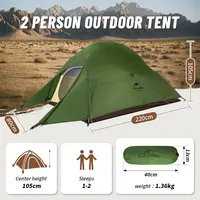 אוהל קמפינג Naturehike Cloud Up 1 2 3 אנשים, אולטרה-קל, עמיד למים, אוהל טרקים לטיולים וטיולי גב 4