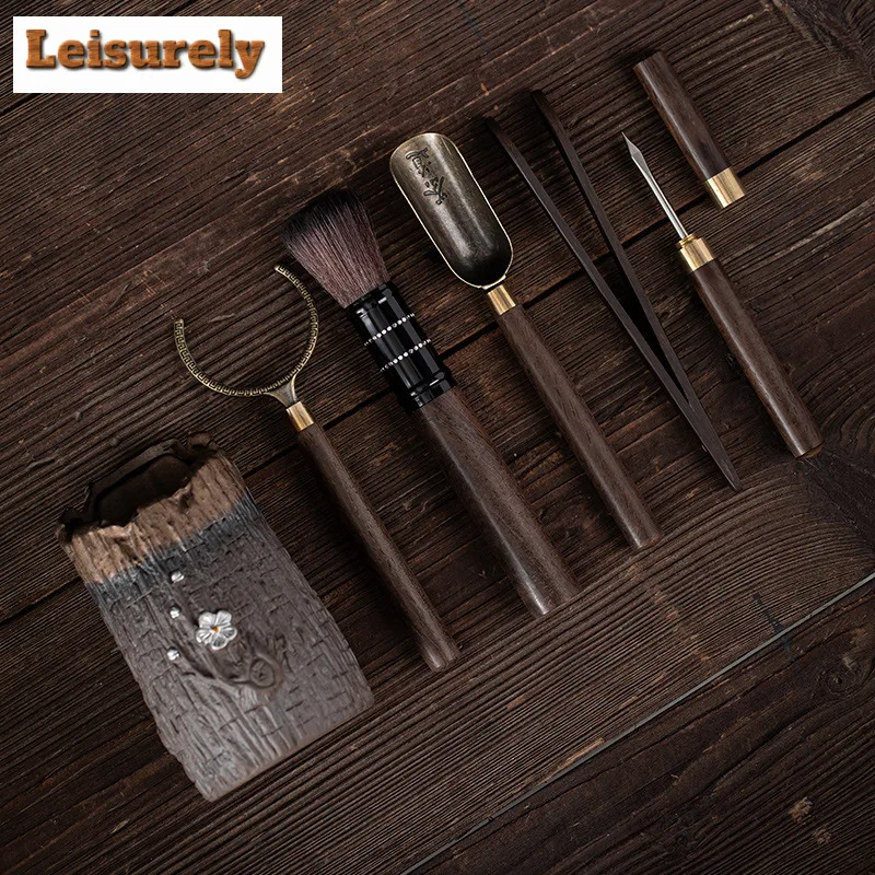 Japanese Rough Pottery Tea Six Gentlemen Japanese Tea Tool Set Tea Brush Household Teaware Utensils Chinese Tea For Tea Ornament