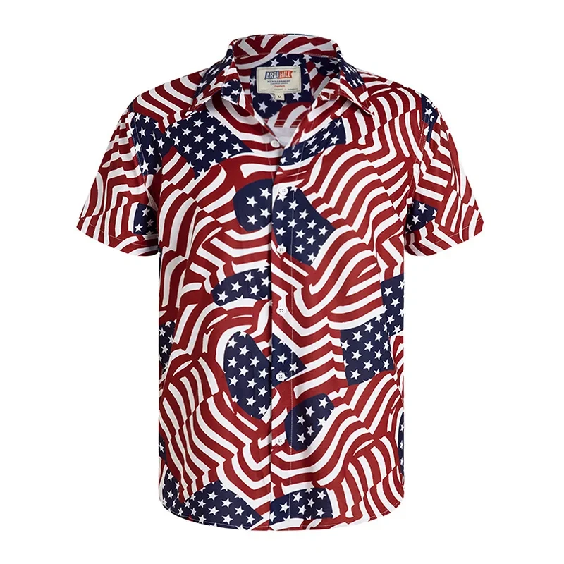 thumbnail image 1 of Camisas de moda para hombre con bandera hawaiana de Estados Unidos, ropa de marihuana, blusa de manga corta con estampado 3D para playa, ropa vintage Y2k, 1 of 5