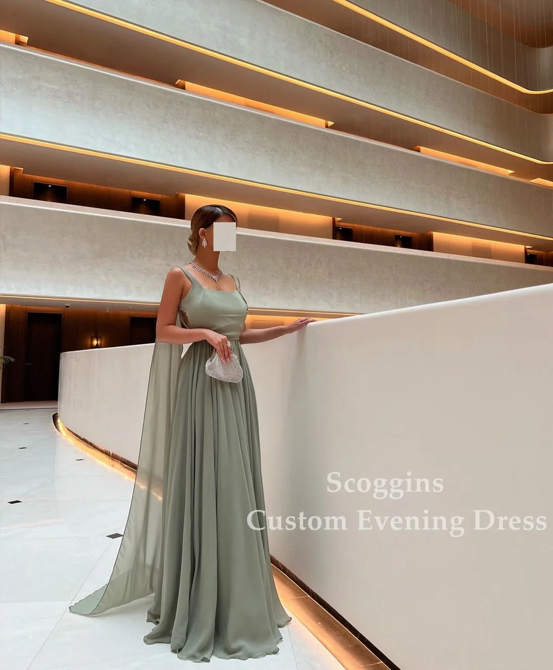 Elegant Olive Green Chiffon Prom Dresses Spaghetti Straps Sexy Backless Formal Occasion Evening Prom Dress Beach Event Gowns