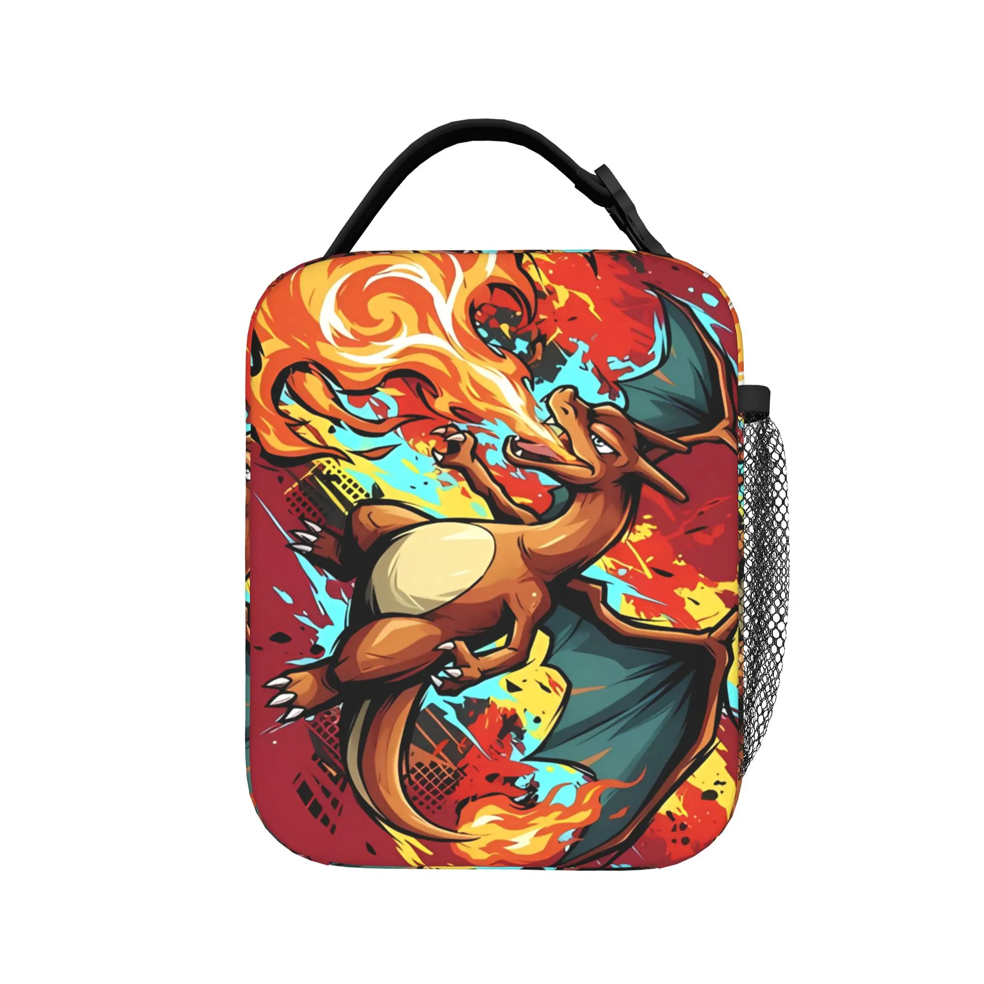 Swirl Fire Manga Lunch Bag - Stylish Portable Oxford Cooler Bag