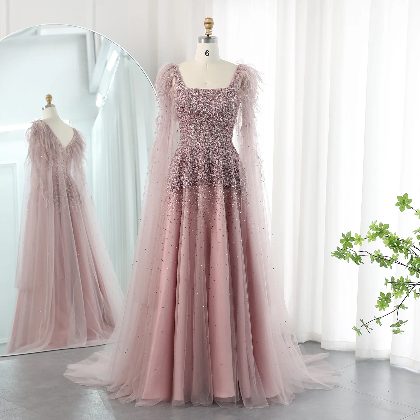 green emerald velvet dress Vintage 1974 Valentino Haute Couture Pale-Pink Beaded Crystal Silk Winged Cape  Gown main image 0