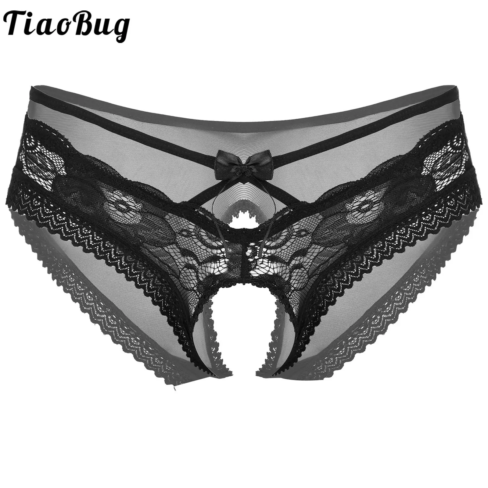 

Mens Sissy Panties Briefs Sexy Sheer Lace Crotchless Underwear Low Rise Open But Jockstrap Bikini See-Through Mesh Underpants