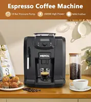 Fully Automatic Espresso Coffee Machine, 19 Bar Cafe Maker Built-in Adjustable Grinder and Manual Milk Frother ME-715, Black 2