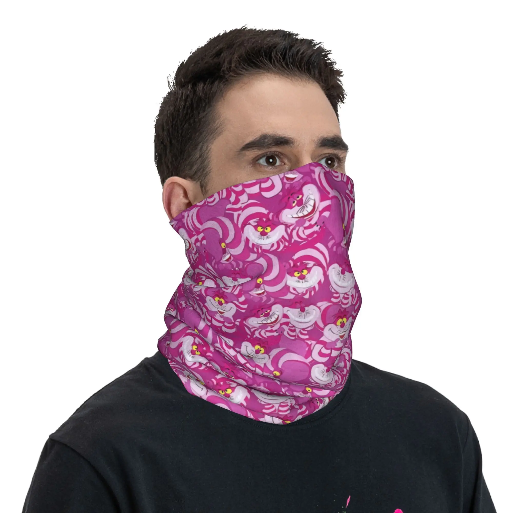Cycling bandana Neck wrap Bandana headscarf Cotton bandana Neck gaiter Bandana neck cover Multifunctional bandana Cheshire cat Cartoon Neck gaiter Men Women UV protection Winter Bandana scarf For hiking