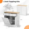 Tilt Out Trash Cabinet, Kitchen Island with 2 Drawers & Adjustable Shelf, Recycle Bins Pet Proof Garbage Can Holder 3